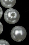 Plastic pearl bead 8 mm hole 2 mm white -50 grams ~ 190 pieces