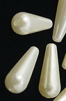 Bead pearl drop 18x7 mm hole 2 mm color white -50 grams ~ 120 pieces