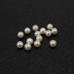 Bilă perlă 8 mm gaură 2 mm culoare alb -20 grame ~ 81 bucăți