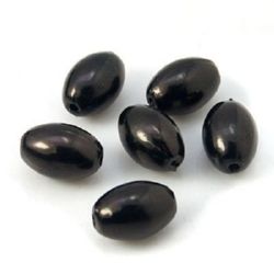 Perlă perlată ovală 11x7,5 mm gaură 2 mm culoare negru -20 grame ~ 55 buc