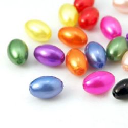 Мънисто перла овал 11x7.5 мм дупка 2 мм цвят МИКС -20 грама ±55 броя