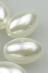 Bead pearl oval 11x7.5 mm hole 2 mm color white -20 grams ± 55 pieces