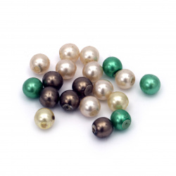 Glass Pearl - 6 mm with 1 hole 1 mm, ASSORTED color - 20 pieces 5.50 grams