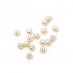 Bead pearl ball 6 mm hole 1.5 mm color cream -50 grams ~ 500 pieces