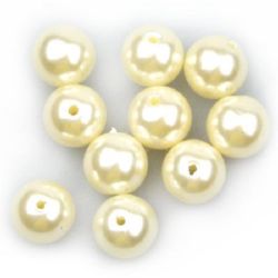 Fake Pearl Acrylic Beads ball 10mm hole 2mm color cream -50 grams ~ 100 pieces