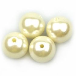 Plastic Bead pearl 12 mm hole 2 mm color cream -50 grams ~ 57 pieces