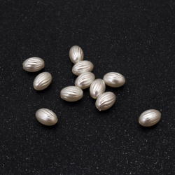 Pearl Oval Bead / 11.5x7.5 mm,  Hole: 2 mm / White - 20 grams ~ 55 pieces