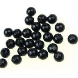 Fake Pearl Acrylic Beads Ball 5mm Hole 1mm Black -50g ~ 810pcs