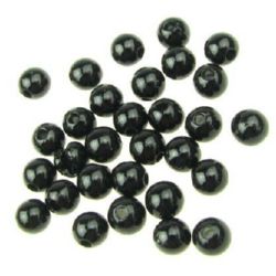 Στρόγγυλη χάντρα απομίμηση μαργαριτάρι 6mm τρύπα 1mm μαύρο -50 γραμμάρια ~ 425 τεμάχια
