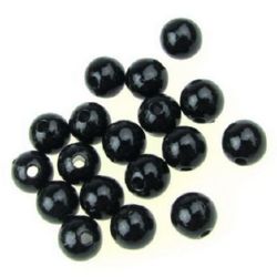 Acrylic Beads Imitating Pearl Ball 8 mm hole 2 mm black -50 grams ~ 190 pieces