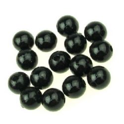 Στρόγγυλη χάντρα απομίμηση μαργαριτάρι 10 mm τρύπα 2 mm μαύρο -50 γραμμάρια ~ 100 τεμάχια