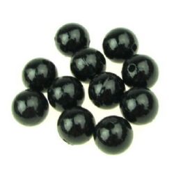 Мънисто перла топче 12 мм дупка 3 мм цвят черен -50 грама ±50 броя