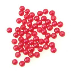 Acrylic Beads Imitating Pearls ball 3 mm hole 1 mm red -20 grams ~ 1700 pieces