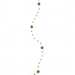 Гирлянд с пластмасова перла зелена 3~8 мм - 1 метър