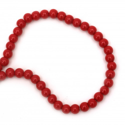 Pearl Glass Beads Strand for DIY Jewelry Findings, 6 mm, Hole: 1 mm, Red ~ 80 cm ~ 140 pieces 