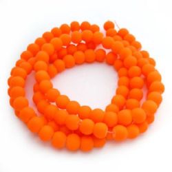 Rubber Coated Glass Round Beads, 8 mm, Orange, 80 cm, 105 pieces