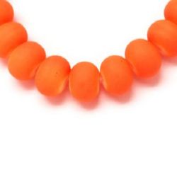String glass washer beads with rubber coating for arts&crafts or jewelry making projects 8x6 mm orange ~ 80 cm ~ 150 pieces