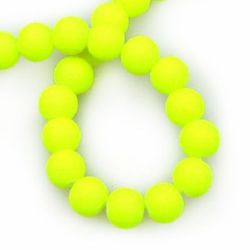 Nazis mărgele sticlă bila 6 mm cauciucată galben electric ± 80 cm ± 140 bucăți