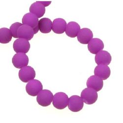 Velvet glass rubber coated beads strand for  DIY home art projects 6 mm magenta ~ 80 cm ~ 140 pieces