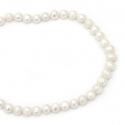 Perle naturale de coarde 10 ± 11 mm gaură 1 mm culoare crem ± 38 bucăți