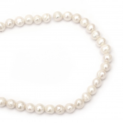 Perlele cu șnur naturală perlă 11 ~ 12 mm gaură 1 mm crem color ~ 34 bucăți