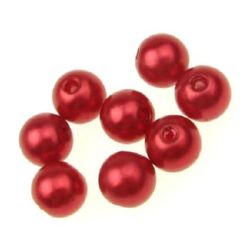 Fake Pearl Acrylic Beads ball 10 mm hole 2 mm red -50 grams ~ 100 pieces
