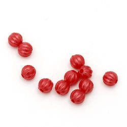 Faux Pearl Beads melon 6 mm hole 1 mm red -20 grams ± 180 pieces