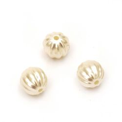 Perlă forma  pepene galben 10 mm gaură 1,5 mm ecru  -20 grame ~ 46 bucăți