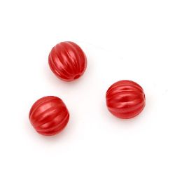 Perlă Melon Bead 10mm Gaură 1.5mm Roșu -20g ~ 16buc