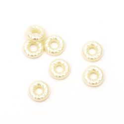 Faux Pearl Beads washer 8x3 mm hole 3 mm color cream -20 grams
