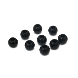Margele rotunde acrilice solide pentru realizarea bijuteriilor 12 mm gaura 5 mm negru cu nuanță - 50 grame ~70 buc
