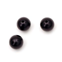 Χάντρα στρόγγυλη 14 mm τρύπα 2 mm μαύρο -50 γραμμάρια ~ 52 τεμάχια