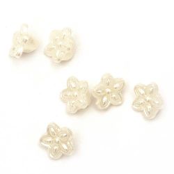 Κουμπί λουλούδι απομίμηση μαργαριτάρι 7.5x4 mm τρύπα 1 mm κρρμ -20 γραμμάρια ~ 265 τεμάχια