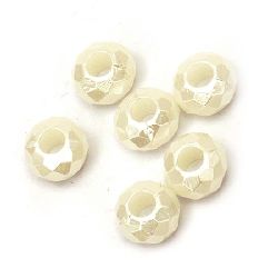 Fake Pearl Beads washer abacus 12x7 mm hole 5 mm color cream -20 grams ~ 45 pieces