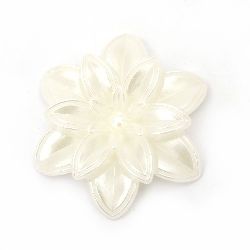 Nasture floare perlă 59x13 mm două găuri x 2 mm crem -3 bucăți ~ 24 grame