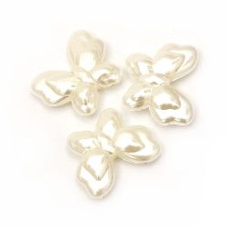 Faux Pearl Acrylic Beads Butterfly 27x22x8 mm hole 1 mm color cream -10 pieces ~ 18 grams