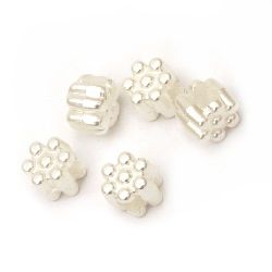Faux Pearl Beads Acrylic flower 10x8 mm hole 4.5 mm cream color -20 grams ~ 55 pieces