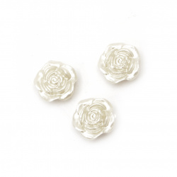 Κουμπί τριαντάφυλλο απομίμηση μαργαριτάρι 18.5x18.5x7 mm με δύο τρύπες x 2 mm κρεμ -20 γραμμάρια ~ 20 τεμάχια