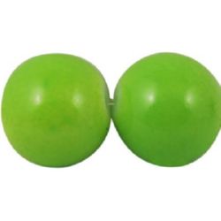 Наниз мъниста стъкло топче 8 мм плътно зелено -80 см ~115 броя