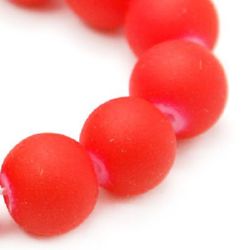 Matte Glass Beads String, Frosted Beads for Craft Jewelry Making, Red, 6 mm ~ 80 cm ~ 140 pieces