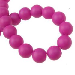 Painted glass rubber beads strand, ball form for DIY dress decoration, gifts and other crafts 8 mm deep pink ~ 80 cm ~ 105 pieces