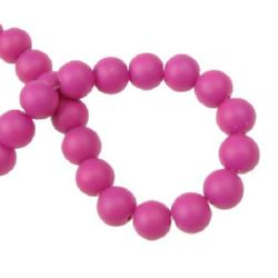 Spectacular rubber glass beads, round for DIY necklaces, bracelets and garment accessories 10 mm painted deep pink ~ 80 cm ~ 80 pieces