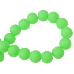 Painted glass rubber beads strand, ball shaped for arts, jewelry making projects 10 mm green ~ 80 cm ~ 80 pieces
