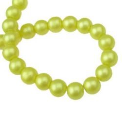 Glass beads strands for jewelry making, pearl ball 8 mm hole 1 mm khaki ~ 80 cm ~ 105 pieces