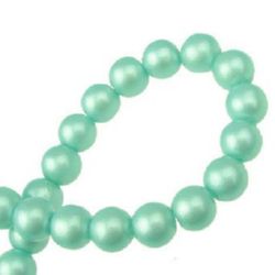 Naniz margele sticlă bila 8 mm gaură 1 mm albastru ~ 80 cm ~ 105 bucăți