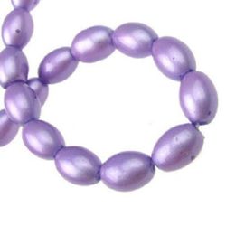 Glass oval beads strands for jewelry making, sprayed with pearl paint 11x8x8 mm hole 1 mm purple ~ 80 cm ~ 72 pieces