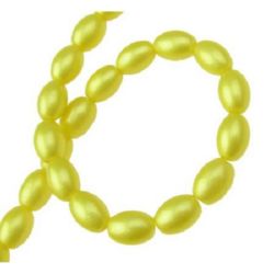 Glass oval beads strands for jewelry making 9x6x6 mm hole 1 mm painted yellow ~ 80 cm ~ 90 pieces