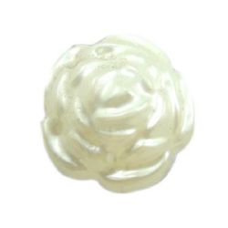 Plastic Rose Bead with Pearl Coating for DIY and Jewelry Making, 16x16x14 mm, Hole: 2 mm, White -50 grams ~ 31 pieces