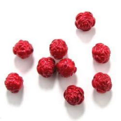 Perlă trandafir 16x16x14 mm gaură 2 mm roșu -50 grame ~ 31 bucăți
