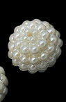 Embossed Plastic Pearl Beads in the Shape of a Ball, 20x20x18 mm, Hole: 2 mm, White -20 grams - 8 pieces